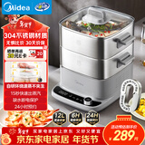 美的（Midea）电蒸锅电煮锅电火锅多功能锅家用电热锅304不锈钢蒸魔方mini大容量多用途锅MZ-ZGC2323ZD88