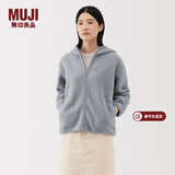 MUJI女式长毛抓绒拉链连帽衫女外套长袖25年冬季摇粒绒短外套女装 浅蓝色 M （160/84A）