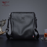 七匹狼男包单肩包头层牛皮男士包包真皮斜挎包牛皮包商务公文包休闲背包 黑色-01AC1尺寸235x50x270mm