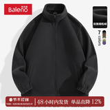 班尼路秋冬季双面摇粒绒夹克男保暖舒适内胆潮流百搭立领时尚上衣外套 【摇粒绒】-黑#纯色 5XL 【立体裁剪 舒适有型】