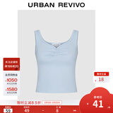 UR2025秋季新款女装休闲基础百搭坑条肌理褶皱背心UYY450306 中灰蓝 S