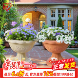 爱丽思（IRIS）浮雕杯型创意大花盆户外庭院家用树脂塑料欧式绣球高脚花盆 350L【陶茶色】约6.5L