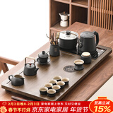 唐丰功夫茶具套装家用茶台自动烧水一体茶盘茶杯茶壶整套新年乔迁礼物 龙腾盛世茶盘+黑陶重楼提梁套装