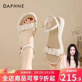 达芙妮官方 凉鞋女2026夏季新款平底百搭休闲女鞋软底舒适一字带凉鞋女 米白色【新款上市清凉一夏】 37
