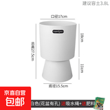 植卉居简约高脚塑料花盆高款室内树脂懒人盆大蕙兰蝴蝶兰专用花盆 奖杯盆FT175-白【17*27.5】 一套装【送棉线+肥料】