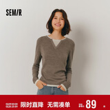 森马（Semir）森马毛衣女短款假两件含羊毛针织衫24冬新款保暖内搭109724107015