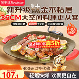 荣事达（Royalstar）电烤盘烤肉锅电烧烤炉家用多功能锅1000W不粘钛涂层韩式烤肉烤盘轻烟少油方形烤肉机RS-JK10A(Ti)