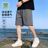 JEANSWEST LIFE真维斯无界凉感空调五分裤男士2026新款夏季运动沙滩冰丝短裤男B