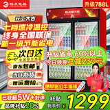 格点大容量饮料柜商用冰柜直冷藏展示柜酒水柜纯风冷无霜保鲜柜超市玻璃门冰箱立式啤酒柜 双门下机组直冷 7挡调温基础款