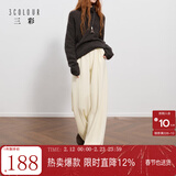 三彩2025冬季新款休闲裤松紧腰宽松直筒裤长裤简约M 奶白色 XL 170/76A 170/76A