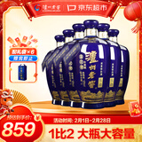 泸州老窖 蓝花瓷头曲 大瓶大容量 浓香型白酒 52度 1000ml 6瓶 年货节送礼