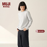 MUJI女式 双罗纹编织 圆领长袖T恤 上衣打底衫女装25年冬季 浅灰色 M (160/84A)
