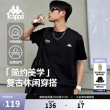 卡帕（Kappa）背靠背运动男士t恤短袖2025新款纯棉夏跑步上衣女款潮K0D32TD21V 黑色990【高级显白丨舒适透气】 L