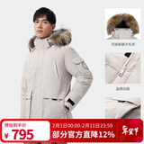 骆驼（CAMEL）【王俊凯同款】户外羽绒服冬季新款连帽羽绒衣中长款保暖防风外套 AA12264035B，浅卡其，男女同款 M