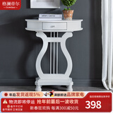 格澜帝尔（growdear）美式玄关桌靠墙桌欧式门厅玄关台玄关柜客厅隔断柜走廊半圆桌 白色（600*300*770） 组装