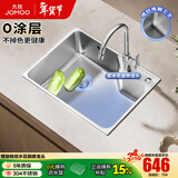 九牧（JOMOO）304不锈钢厨房大单槽水槽套餐厨房洗水洗菜盆单槽 58*43【0涂层不锈钢】含龙头 （SUS304不锈钢大单槽）