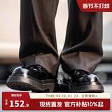 Mr.A德比鞋男款圆头大头鞋黑色工装鞋通勤马丁靴厚底增高休闲皮鞋MRA 磨砂黑 41 男码