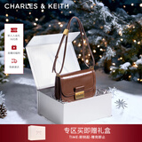 CHARLES&KEITH复古锁扣豆腐包单肩斜挎包包女包生日礼物新年礼物CK2-80781400 DARK BROWN深棕色CK2-80782444 S/M