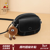 稻草人包包女包2026新款撞色时尚单肩包通勤斜挎包新年礼物送女友闺蜜 子夜黑-牛皮款（A款）