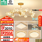 雷士（NVC）北欧现代轻奢智能网红led萤光客厅吊灯餐厅吊灯中山灯具灯饰套餐 力荐 萤光吊杆套餐【三室两厅】