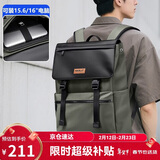 高尔夫（GOLF）双肩包男士旅行背包15.6/16英寸电脑学生书包翻盖撞色出差背包女