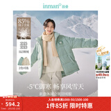 茵曼（INMAN）2025冬季女装新款鸭绒九江羽绒服休闲立领落肩宽松外套大衣上衣 浅灰绿-18449001H1 L