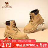 骆驼（CAMEL）【远行】女鞋工装靴英伦短靴大黄靴马丁靴女 L23W076044 土黄 36