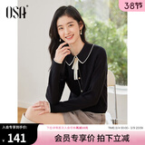欧莎（OSA）千金小香风减龄内搭娃娃领针织衫2025秋新款打底衫毛衣女上衣气质 黑色A M