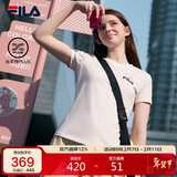 FILA斐乐官方女子针织短袖衫2025夏简约休闲刺绣LOGOT恤
