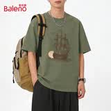 班尼路（Baleno）复古港风潮流短袖t恤男2026新款军绿色休闲宽松夏季纯棉半袖男装