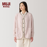 MUJI女式抓绒开衫 女士睡衣上衣可外穿外套 单件家居服秋冬长袖女装 浅粉红色 XL（165/92A）