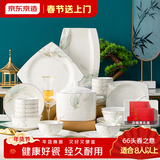 京东京造 碗盘餐具整套 碗具碟子套装乔迁之喜陶瓷礼盒装 春之意66头