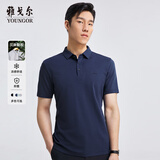 雅戈尔（YOUNGOR）【凉感抗菌】26夏季户外大码翻领短袖POLO衫 深蓝 M