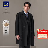 HLA海澜之家大衣男轻商务经典平驳领纯羊毛外套男冬季