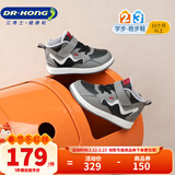 江博士秋冬男女童拼色保暖学步鞋 户外休闲魔术贴儿童运动鞋 灰/黑(内里加绒) 34 脚长约20.9-21.5