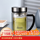 希诺双层玻璃杯男家用商务办公水杯带手柄泡茶杯子XN-9320 290mL