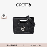 个乐经典CARRY托特包大容量通勤植鞣褶皱绵羊皮手提单肩包新年礼物 经典黑银标S