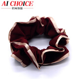 AiChoice浪漫雪纺大发圈发绳扎头发头绳大号头花皮筋韩国盘发布艺头饰 金边酒红色