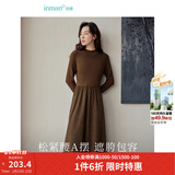 茵曼（INMAN）2025秋冬女装新款灯芯绒连衣裙新品长袖休闲针织礼服中长裙子 咖啡色 L