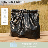 CHARLES&KEITH子母链条大容量流浪包托特包单肩斜挎包女包礼物CK2-40671449 【L号】Noir黑银 L