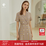 范思蓝恩正式气质通勤连衣裙女夏季收腰显瘦面试西装裙 紫罗兰格 L