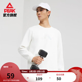 匹克运动卫衣男秋冬新款加绒保暖宽松休闲圆领长袖情侣上衣 本白-【大logo】1010 XL (180)