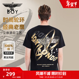 BOY LONDON【时光轮环】短袖情侣款春夏老鹰光环黑色T恤N01902 黑色 XL