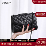 viney斜挎包包女包牛皮链条包轻奢单肩包生日新年礼物送女友老婆 【黑色】高档实用洋气品牌小方包