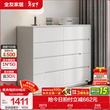 全友家居现代简约斗柜卧室床尾收纳客厅储物玄关柜五斗橱家具国家补贴 灰白|1.5m八斗柜 宽大台面+多抽分区+灵活摆放