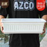 北蔬 种菜盆阳台长方形超大花盆带托盘 长条种菜盆大号含托白色2个