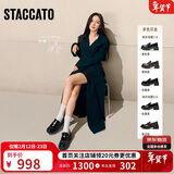 思加图杨幂同款2026春季秋叶伯爵乐福鞋皮鞋EGB27AA6 英伦黑 35