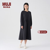 MUJI女式 法兰绒抽褶连衣裙 美拉德纯棉起毛宽松长裙子秋冬 BC08CC3A 炭灰色 XL 165/92A