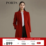 PORTS宝姿 秋冬新品女装简约中长款毛呢大衣LA9C075NWF016 酱汁橙 XS (2)