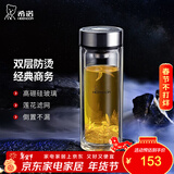 希诺（heenoor）双层玻璃杯男士办公泡茶杯送礼耐高温大容量水杯中秋节礼物礼盒 经典-小容量265ml